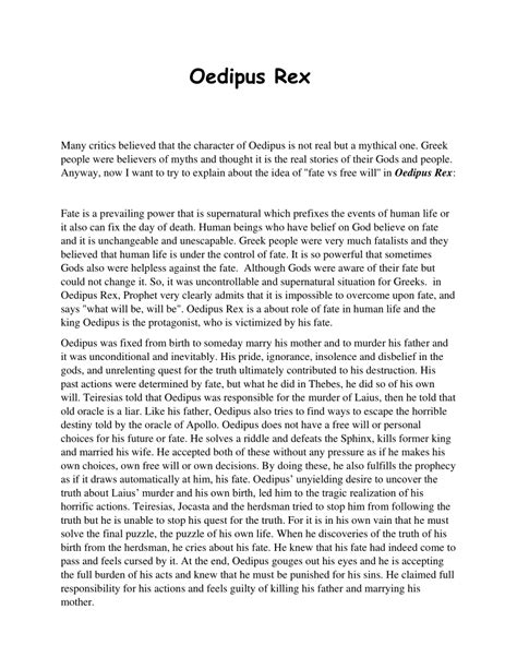 🏆 Oedipus Rex As A Tragedy Of Fate Oedipus Rex A Tragedy Of Fate