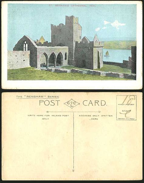 Isle Of Man Old Postcard St Germains Cathedral Peel For Sale