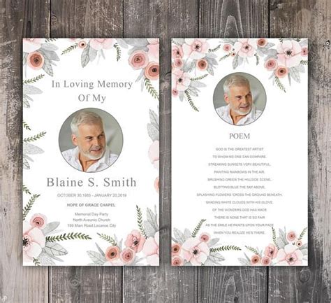 Funeral Prayer Card Template Editable Ms Word And Photoshop Etsy