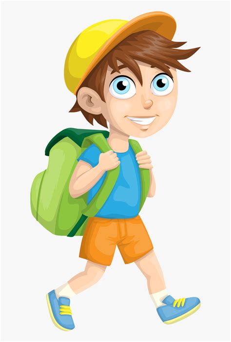 Student School Child Boy With Backpack Clipart Hd Png Download