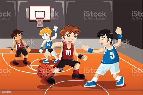 Jogador de basquete de mulher. Ilustración de Niños Jugando Baloncesto y más Vectores ...