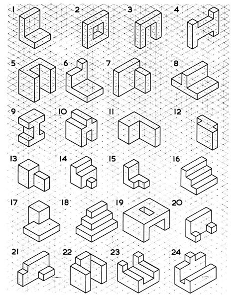 3d Shapes Worksheet For Kindergarten Isometric Drawing Isometric