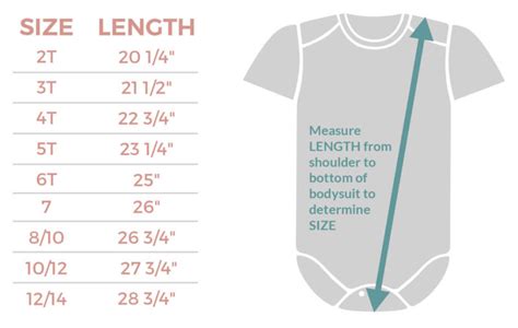 Sizing Chart Toddler And Kids Bodysuits By Cbo