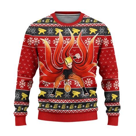 Naruto Uzumaki Anime Ugly Christmas Sweater Baryon Mode Xmas T