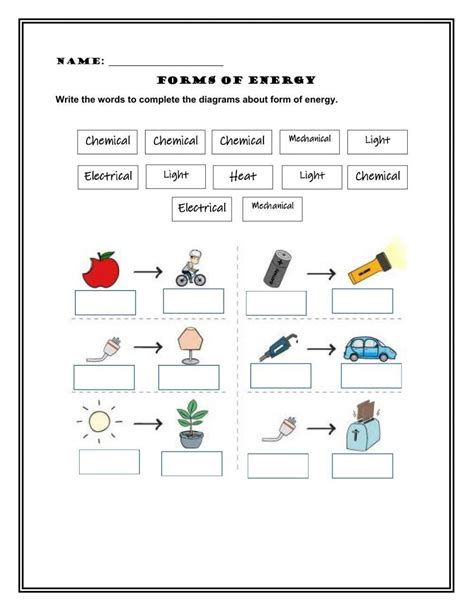 Forms Of Energy Activity For 4th Live Worksheets