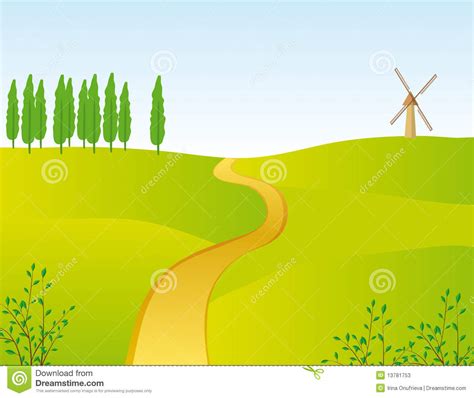 The Narrow Road Stock Vector Illustration Of Mill Element 13781753