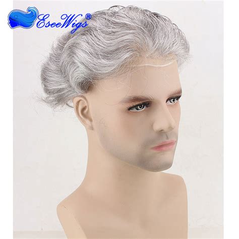 Hair piece for men lace 5 x 7 hairpiece human hair 10 inches hair length. Natural Grey Hair Piece Male Toupee Natural Looking For ...