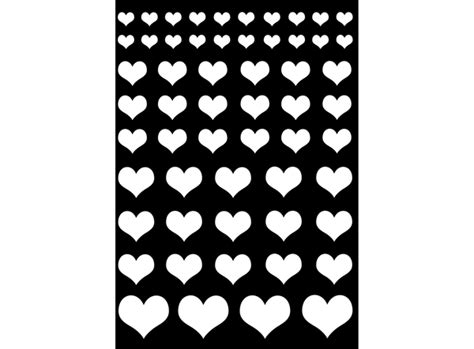 Hearts 57 Pcs 14 To 34 White Fused Glass Decals Captive Decals