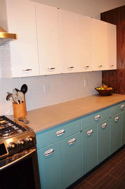 If you think the style also needs an update, consider replacing the cabinet doors and hardware with a new style. Sam has a great experience with powder coating her vintage ...