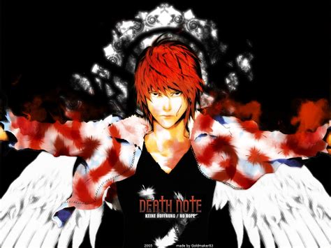All Male Blood Death Note Feathers Male Red Hair Wings Yagami Light