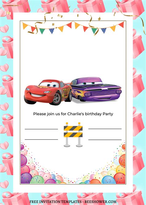 Free 8 Fun Disney Pixar Cars Canva Birthday Invitation Templates Cars