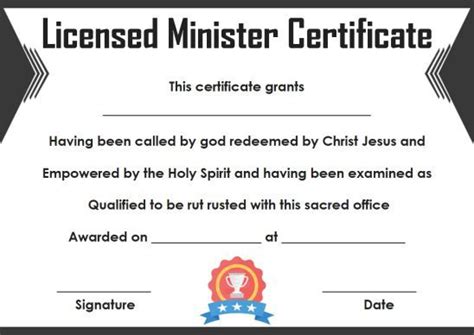 Licensed Minister Certificate Certificate Templates