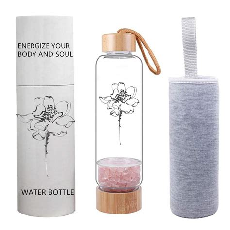 Buy Bamboo Crystal Elixir Infused Gem Water Bottle Natural Gemstone Crystal Water Bottle Quartz
