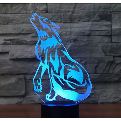 3d Led Night Light Wolf Howl With 7 Colors Light For Home Decoration