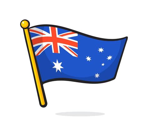 Cartoon Illustration Of Flag Of Australia On Flagstaff 17505832 Vector