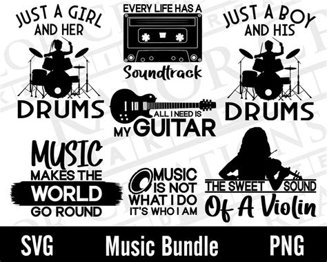 Music Svg Bundle Guitar Svg Drums Svg Bundle 2 Music Quotes Music