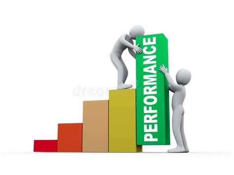 3d People Working With Performance Growth Bars Stock Illustration