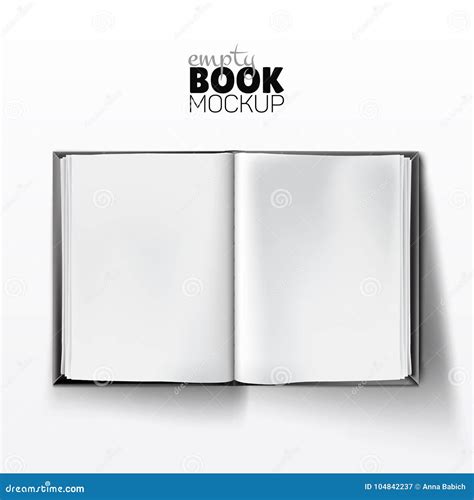 Realistic Opened Empty Book Mockup With Blank White Pages Stock Vector