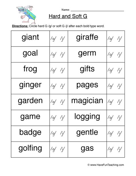 Circle Hard Soft G Words Worksheet By Teach Simple