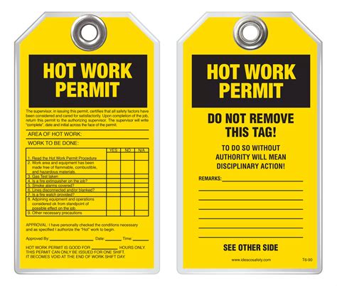 Inspection Safety Tag Hot Work Permit