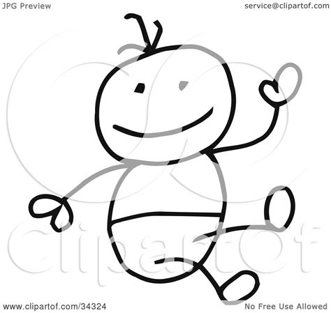 Clipart Illustration Of A Stick Person Baby In A Diaper By