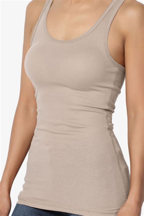 Themogan Themogan Womens S~3xl Stretchy Ribbed Knit Fitted Racerback Tank Top Cotton Jersey