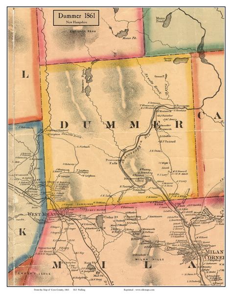 Dummer New Hampshire 1861 Old Town Map Custom Print