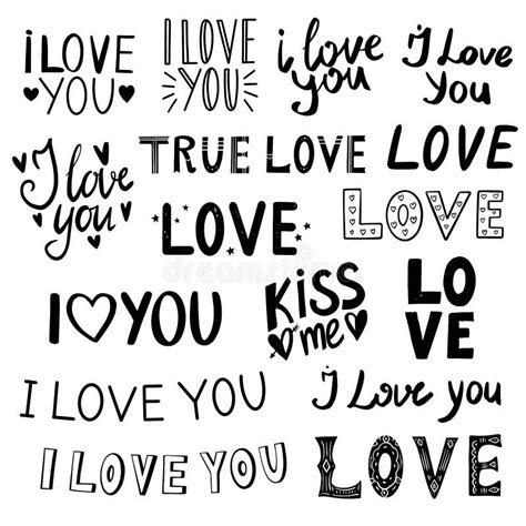 Collecting Of Lettering About I Love You Theme Hand Drawn Vector