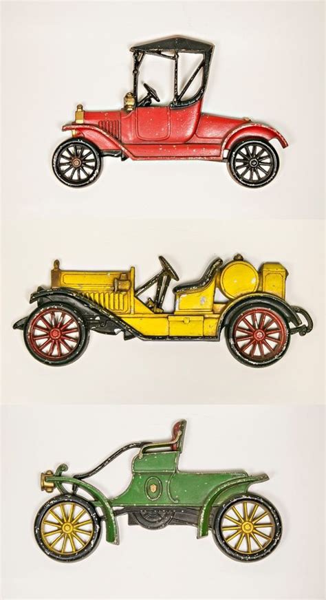 sexton antique car cast aluminum wall decor vintage set of 3 usa made ebay aluminum wall