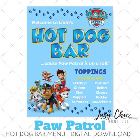 Hot Dog Bar Menu Printables Printable Word Searches