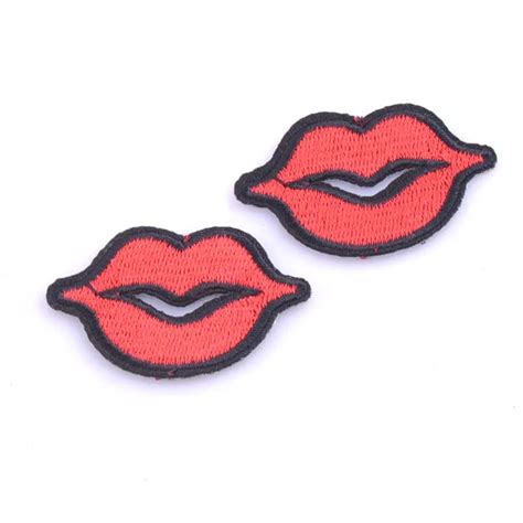5pcs Embroidery Patches For Clothing Red Lips Iron On Patches Punk