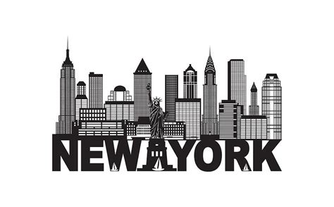 New York City Skyline And Text Black And White Illustration Photograph