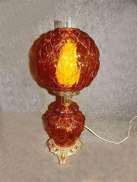 Vintage Glass Table Lamp Accurate Casting Gone With The Wind Amber Double Globe Table Lamp