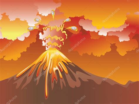 Cartoon Volcano Eruption — Stock Vector © Artshock 162037686