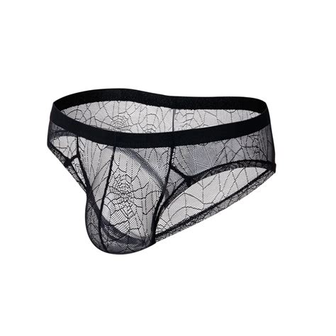 gay sissy lingerie for mens sexy underwear low rise thong lace spider web mesh perspective soft