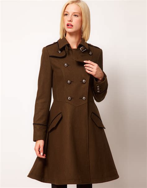 Asos, new york, new york. Asos Collection Asos Military Fit and Flare Coat in Brown (khaki) | Lyst