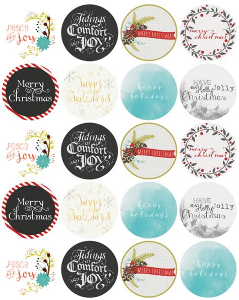 christmas holiday assorted circle  oval labels