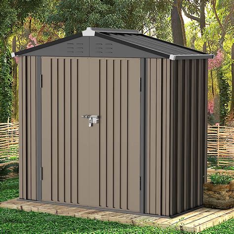 Amopatio Metal Garden Shed X Ft Outdoor Storage Sheds Waterproof Garden Storage Shed With