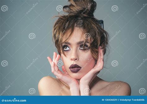 Beauty Salon And Hairdresser Fashion Portrait Of Woman Makeup