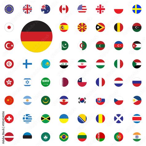 Germany Round Flag Icon Round World Flags Vector Illustration Icons