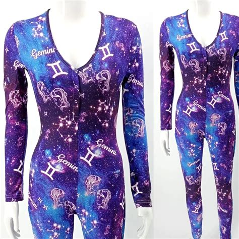 Fashion Sexy Zodiac Sign Onsie For Women Comfortable Long Sleeve For