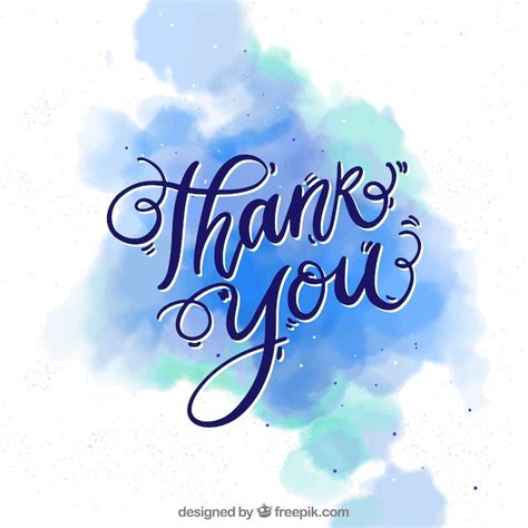 Free Vector Thank You Background With Lettering In Watercolor Stain