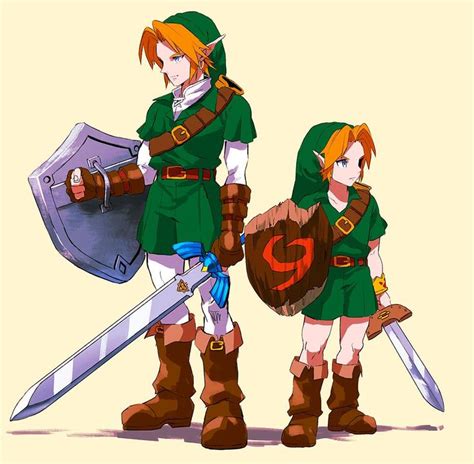 Adult Link And Young Link Ocarina Of Time Legend Of Zelda Legend