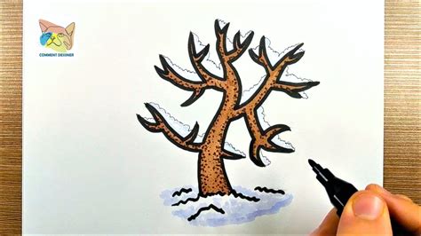 comment dessiner un arbre d hiver facilement étape par étape YouTube