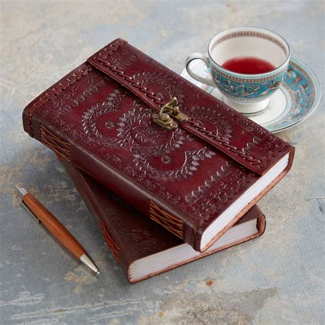handcrafted indra xl embossed leather journal by paper high | notonthehighstreet.com