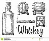 Whiskey Glass Bottle Cigar Ice Barrel Vector Illustration Cubes Background Whisky Alcohol Drawing Shutterstock Label Clipart Bourbon Vectors Istockphoto Coloring sketch template