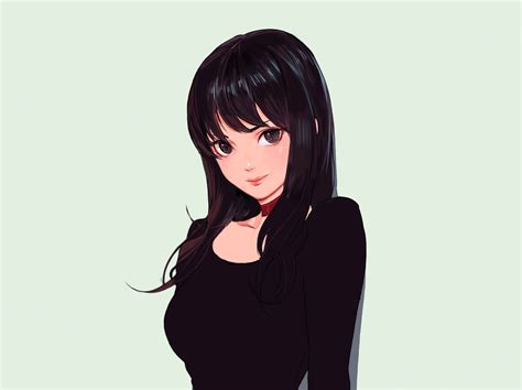 Black Haired Anime Girl Wallpaper Hd Wallpaper Wallpaper