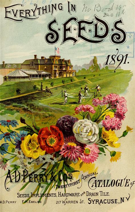Ad Perry And Cos Twenty First Annual Seed Catalogue For 1892 Seeds