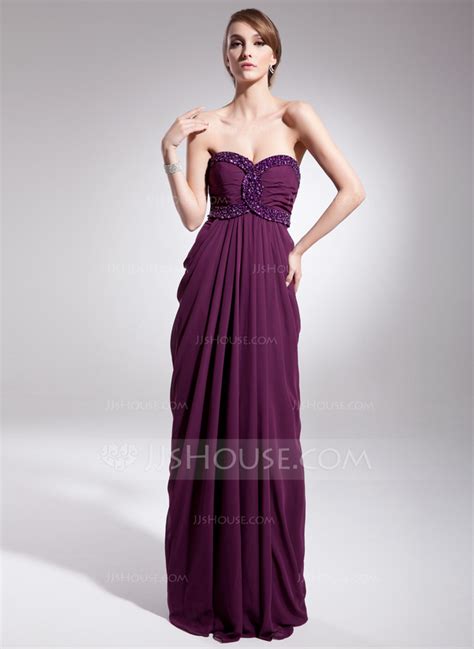 Empire Sweetheart Floor Length Chiffon Evening Dress With Ruffle