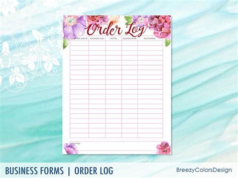 charming printable order log  keeping track  orders